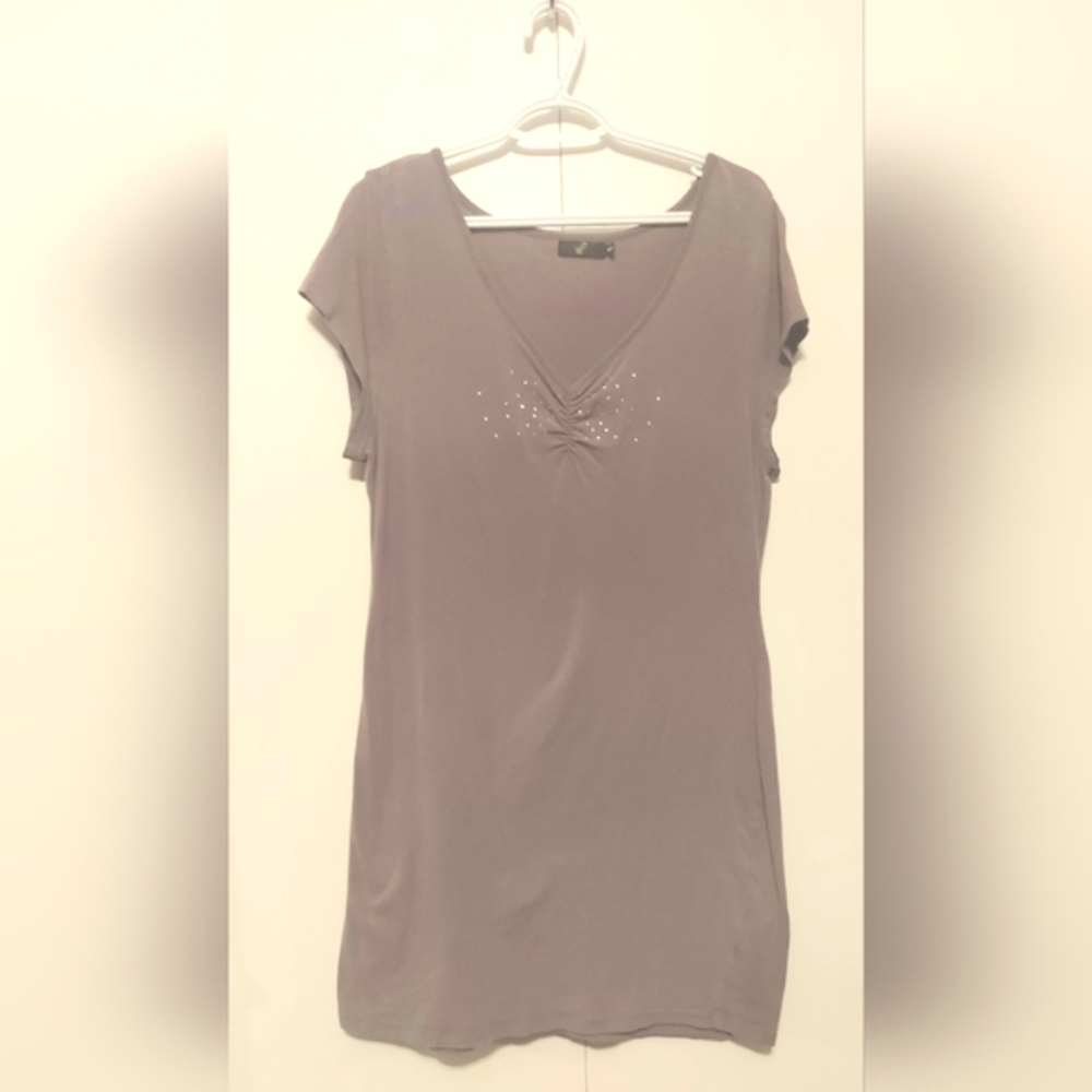 G21 Y2k Rhinestones Grey Sparkle Bust Detail Dress/Tunic XL